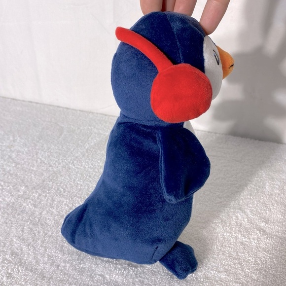 Kinder Surprise Blue White Penguin Plush W Red Earmuffs Stuffed Animal - Picture 4 of 11